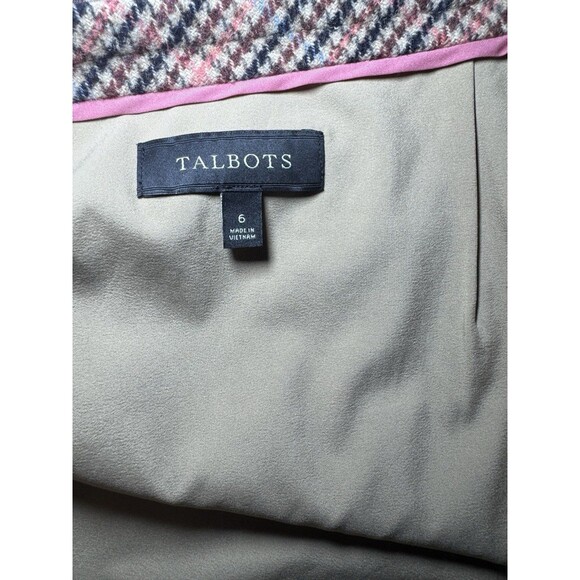 Talbots Women’s Plaid Wool Blend Skirt Size 6 – Pink Gray Check With Zip - Picture 3 of 5